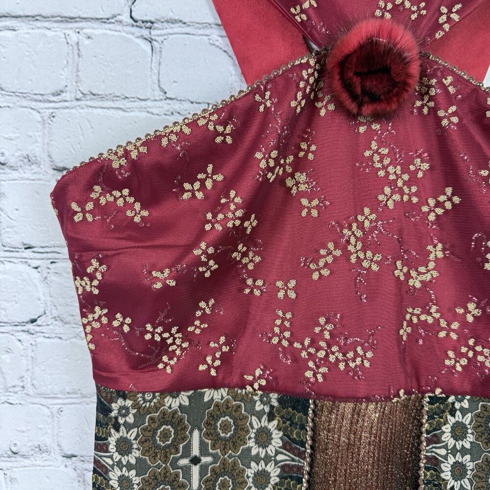 VTG Anac by Kimi Paisley Halter Cocktail Dress XL Mesh Whimsical Fairycore Y2K - Picture 5 of 15